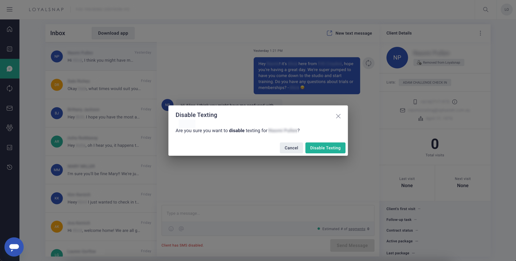 Loyalsnap - Disable Texting from the Inbox - Disable modal.jpg