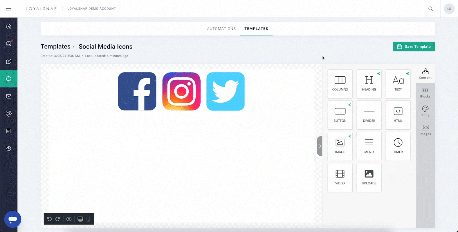 Loyalsnap - Add Social Media Icons to Templates - Resize.gif