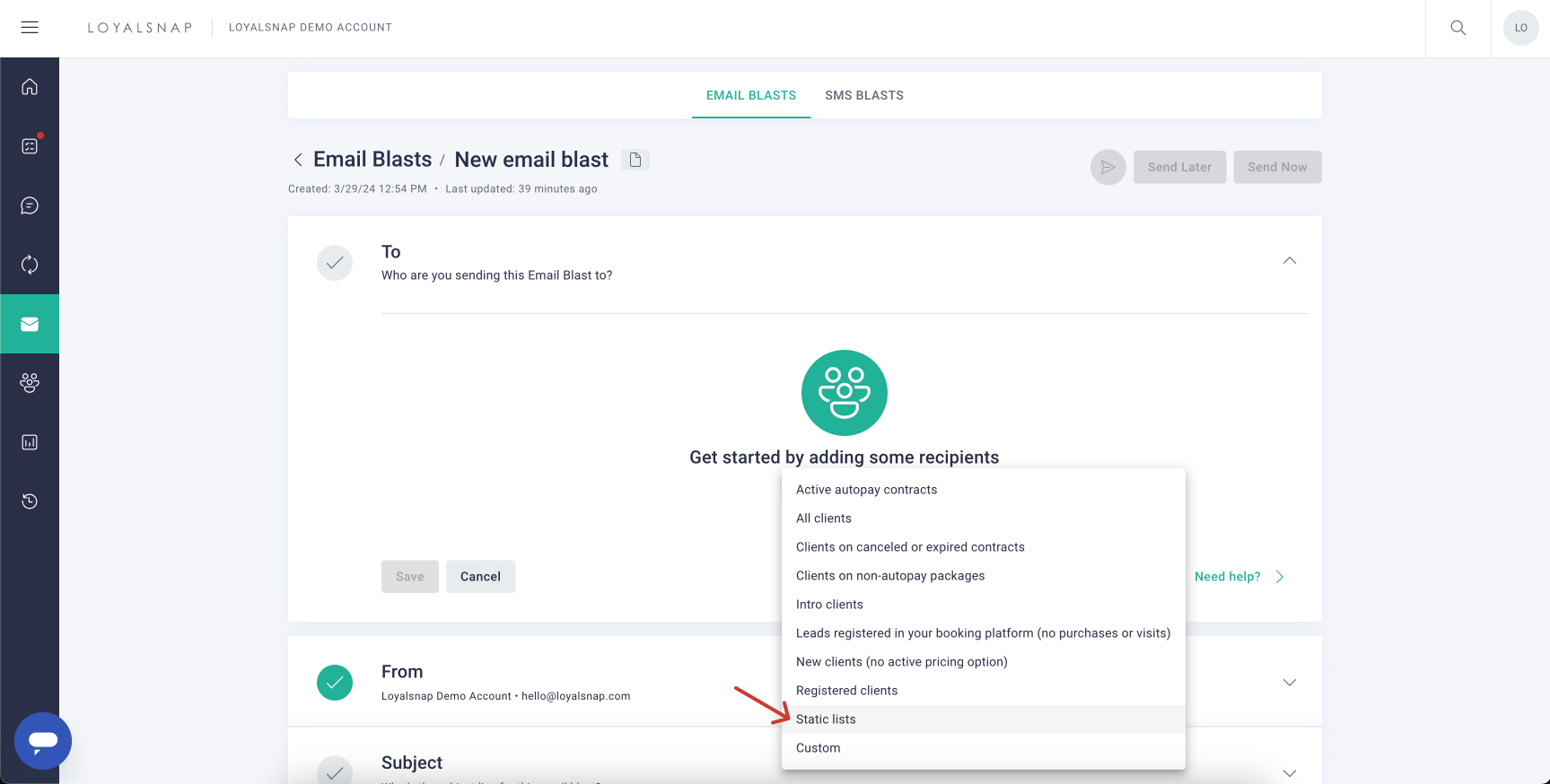 Loyalsnap - Using Client Lists in Email Blasts - Static list.jpg